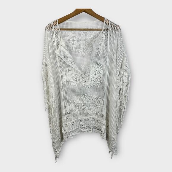 Unbranded Other - Womens size XL One Size Kimono Bohemian Crochet Lace Boho Coverup Festival White